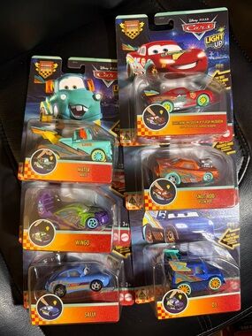 Light Up Disney Pixar Cars Set of 6 complete set Plastic